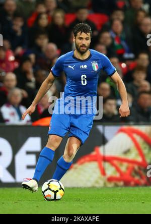 Antonio Candreva aus Italien beim internationalen Freundschaftsspiel zwischen England und Italien im Wembley-Stadion in London, England, am 27. März 2018. (Foto von Kieran Galvin/NurPhoto) Stockfoto