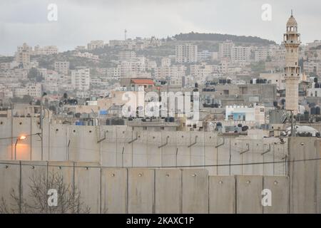 Israelische Westjordanland-Barriere in Bethlehem, Westjordanland am 13. März 2018. (Foto von Artur Widak/NurPhoto) Stockfoto