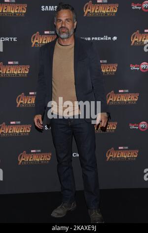 Der Schauspieler Mark Ruffalo mit der Hauptrolle als Hulk am 05. April 2018 im Cinepolis Parque Toreo in Mexiko-Stadt, Mexiko, auf dem schwarzen Teppich von Avengers: Infinitywar zu sehen ist (Foto: Carlos Tischler/NurPhoto) Stockfoto