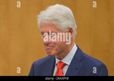 Der ehemalige US-Präsident Bill Clinton hält eine Keynote zum 20.. Jahrestag der Unterzeichnung des Karfreitagsabkommens im O'Brien Centre for Science, UCD, in Dublin. Am Montag, den 9. April 2018, in Dublin, Irland. (Foto von Artur Widak/NurPhoto) Stockfoto