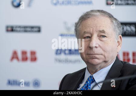 Jean Todt (FRA), Präsident der FIA, nimmt an der Pressekonferenz während des FIA Formel E Championship Day One Rome E-Prix 2018 im Circuto Cittadino dellEUR, Rom, Italien, am 13. April 2018 Teil. (Foto von Giuseppe Maffia/NurPhoto) Stockfoto