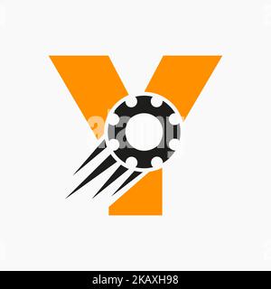Logo des Y-Zahnrads. Symbol Für Die Automobilindustrie, Getriebelogo, Kfz-Reparatursymbol Stock Vektor