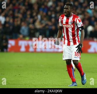 Mame Biram Diouf von Stoke City während des Spiels der englischen Premier League zwischen West Ham United und Stoke City am 16. April 2018 im Londoner Stadion, London, England. (Foto von Kieran Galvin/NurPhoto) Stockfoto