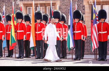 AM 19. April 2018 TRIFFT SICH MAITHRIPALA Sirisena aus Sri Lanka zur Exekutivsitzung der Regierungschefs des Commonwealth in London, England. (Foto von Dominika Zarzycka/NurPhoto) Stockfoto