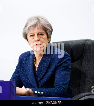 Theresa May, Premierministerin des Vereinigten Königreichs während der Abschlusspressekonferenz während des Commonwealth-Treffen der Regierungschefs am 20. April 2018 in London, England. (Foto von Dominika Zarzycka/NurPhoto) Stockfoto