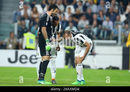 Giorgio Chiellini von Juventus erlitt während der Serie Eine Knieverletzung Ein Spiel zwischen Juventus und SSC Napoli am 22. April 2018 in Turin, Italien. (Foto von Matteo Ciambelli/NurPhoto) Stockfoto