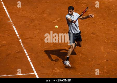 BARCELONA, SPANIEN - APRIL 26: Grigor DIMITROV aus Bulgarien während der Barcelona Open Banc Sabadell 66º Trofeo Conde de Godo im Reial Club Tenis Barcelona am 26. April 2018 in Barcelona. (Foto von Xavier Bonilla/NurPhoto) Stockfoto