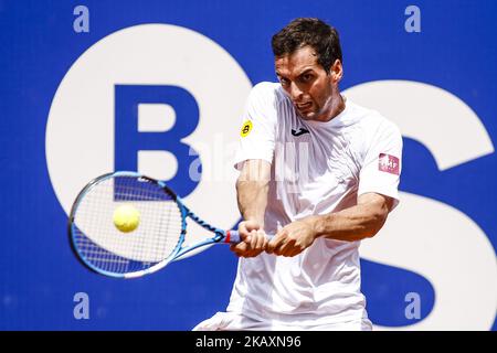 BARCELONA, SPANIEN - APRIL 26: Albert RAMOS-VINOLAS aus Spanien beim Barcelona Open Banc Sabadell 66º Trofeo Conde de Godo am 26. April 2018 im Reial Club Tenis Barcelona in Barcelona. (Foto von Xavier Bonilla/NurPhoto) Stockfoto