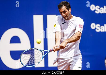 BARCELONA, SPANIEN - APRIL 26: Albert RAMOS-VINOLAS aus Spanien beim Barcelona Open Banc Sabadell 66º Trofeo Conde de Godo am 26. April 2018 im Reial Club Tenis Barcelona in Barcelona. (Foto von Xavier Bonilla/NurPhoto) Stockfoto