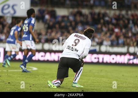 Mario Balotelli, Nizza während des französischen Fußballspiels L1 zwischen Straßburg (RCSA) und Nizza (OGC) am 28. April 2018 im Stadion Meinau in Straßburg, Ostfrankreich. (Foto von Elyxandro Cegarra/NurPhoto) Stockfoto