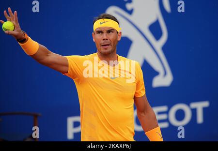 Rafa Nadal während des Spiels gegen Stefanos Tsitsipas im Finale der Barcelona Open Banc Sabadell, am 29.. April 2018 in Barcelona, Spanien. Foto: Joan Valls/Urbanandsport /NurFoto -- (Foto von Urbanandsport/NurPhoto) Stockfoto