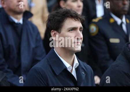 Der kanadische Premierminister Justin Trudeau nimmt an einer interreligiösen Mahnwache auf dem Nathan Phillips Square Teil, in Erinnerung an die 10 Toten und 15 Verletzten bei einem tödlichen Van-Angriff in Toronto, Ontario, Kanada, am 29. April 2018. Alek Minassian wird als der Fahrer identifiziert, der am 23. April 2018 in Toronto gegen 1:30PM Personen in der Yonge Street und Finch Avenue in der Nähe von North York eine Reihe von Fußgängern herunterrannte, die 10 Menschen töteten und 15 weitere verletzte, darunter 4 Menschen in kritischem Zustand. (Foto von Creative Touch Imaging Ltd./NurPhoto) Stockfoto