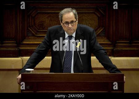 Kandidat für die Unabhängigkeit, Joaquim Torra, während des katalanischen Regionalpräsidenten am 12. Mai 2018 im katalanischen parlament in Barcelona, Katalonien, Spanien (Foto: Miquel Llop/NurPhoto) Stockfoto