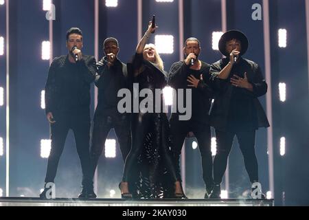 EQUINOX aus Bulgarien treten am 12. Mai 2018 beim Eurovision Song Contest Grand Final 2018 in der Altice Arena in Lissabon, Portugal, auf. ( Foto von Pedro FiÃºza/NurPhoto) Stockfoto