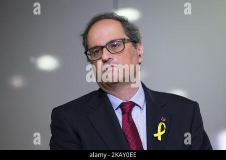 Der neu gewählte katalanische Premierminister Qim Torra ist auf einer Pressekonferenz am 15. Mai 2018 in Berlin abgebildet. (Foto von Emmanuele Contini/NurPhoto) Stockfoto