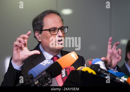 Der neu gewählte katalanische Premierminister Qim Torra ist auf einer Pressekonferenz am 15. Mai 2018 in Berlin abgebildet. (Foto von Emmanuele Contini/NurPhoto) Stockfoto