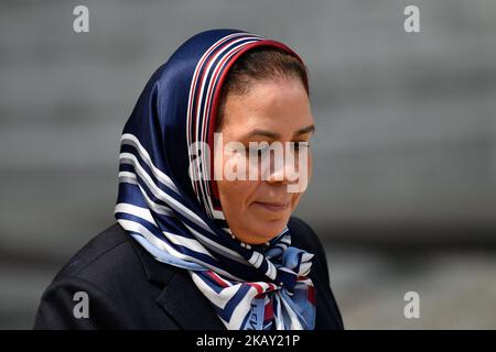 Die französische First Lady Brigitte Macron empfängt die Mutter des Soldaten, der von mohamed Merah, Latifa Ibn Ziaten, von waz am 23. Mai 2018 im Elysée-Palast in Paris, Frankreich, getötet wurde. (Foto: Julien Mattia/NurPhoto) Stockfoto