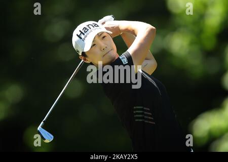 Sung Hyun Park of Republic of Korea setzt sich am 25. Mai 2018 beim zweiten Lauf der LPGA Volvik Championship im Travis Pointe Country Club in Ann Arbor, MI, auf den 7. Abschlag. (Foto von Jorge Lemus/NurPhoto) Stockfoto