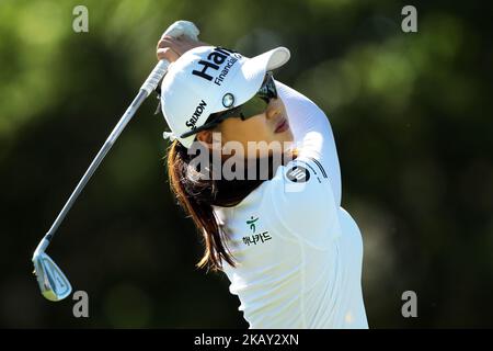 Minjee Lee von Australien schlägt sich am 25. Mai 2018 beim zweiten Lauf der LPGA Volvik Championship im Travis Pointe Country Club in Ann Arbor, MI, auf den 16. Abschlag. (Foto von Jorge Lemus/NurPhoto) Stockfoto