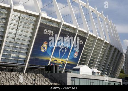 NSC Olimpiyskiy Stadion vor dem Finale der UEFA Champions League in Kiew, Ukraine, 26. Mai 2018. Real Madrid wird sich am 26. Mai 2018 beim Finale der UEFA Champions League im NSC Olimpiyskiy-Stadion gegen den FC Liverpool stellen. (Foto von Oleg Pereverzev/NurPhoto) Stockfoto