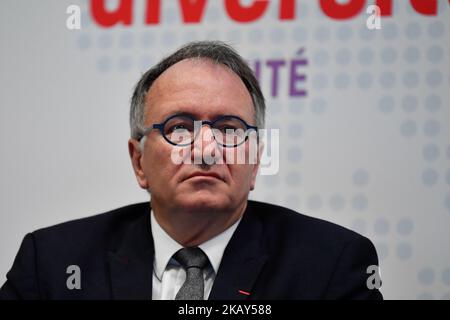 Pascal Mauberger nimmt an der Präsentation des Wasserstoff-Einsatzplans für die Energiewende in Paris in Zusammenarbeit mit großen französischen Energieunternehmen am 01. Juni 2018 Teil. (Foto: Julien Mattia/NurPhoto) Stockfoto