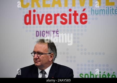 Pascal Mauberger nimmt an der Präsentation des Wasserstoff-Einsatzplans für die Energiewende in Paris in Zusammenarbeit mit großen französischen Energieunternehmen am 01. Juni 2018 Teil. (Foto: Julien Mattia/NurPhoto) Stockfoto