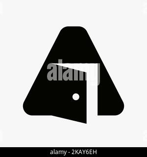 Buchstabe A Tür Logo Design kombiniert mit Minimal Open Door Icon Vektor-Vorlage Stock Vektor