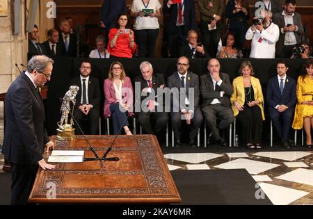 Der Präsident Quim Torra während der Vereidigung der neuen Regierung der Generalitat von Katalonien am 2.. Juni 2018 im Palau de la Generalitat in Barcelona, Spanien. -- (Foto von Urbanandsport/NurPhoto) Stockfoto