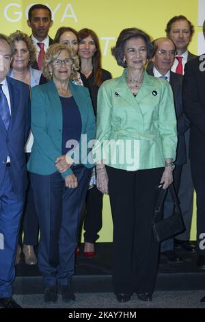 Königin Sofia nimmt am 5. Juni 2018 an der Ausstellung „Fundacion ONCE“ Contemporary Art Biennale im Cibeles Palace in Madrid, Spanien, Teil. (Foto von Oscar Gonzalez/NurPhoto) Stockfoto