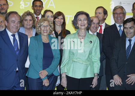 Königin Sofia nimmt am 5. Juni 2018 an der Ausstellung „Fundacion ONCE“ Contemporary Art Biennale im Cibeles Palace in Madrid, Spanien, Teil. (Foto von Oscar Gonzalez/NurPhoto) Stockfoto