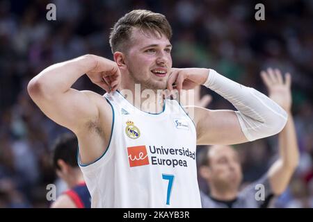 Real Madrid Luka Doncic während des Liga Endesa Finals Matches (Spiel 1.) zwischen Real Madrid und Kirolbet Baskonia im Wizink Center in Madrid, Spanien. 13. Juni 2018. (Foto von COOLMedia/Peter Sabok/NurPhoto) Stockfoto