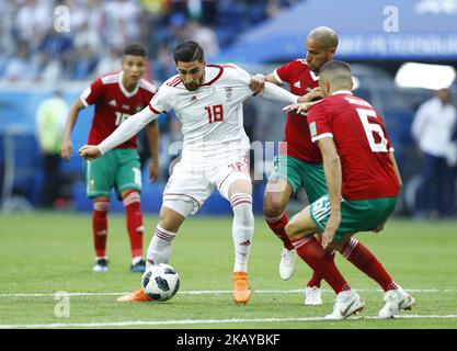 Gruppe B Marokko gegen IR Iran – FIFA Fußball-Weltmeisterschaft Russland 2018 Alireza Jahanbakhsh (Iran) am 15. Juni 2018 im St. Petersburger Stadion in Russland. (Foto von Matteo Ciambelli/NurPhoto) Stockfoto