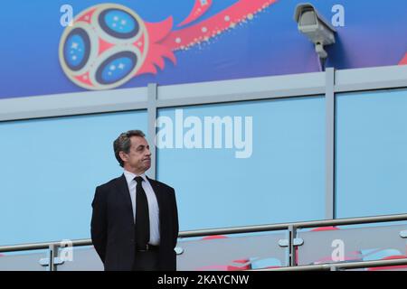 Ormer der französische Präsident Nicolas Sarkozy während eines Fußballspieles der Gruppe C 2018 der FIFA-Weltmeisterschaft zwischen Frankreich und Australien am 16. Juni 2018 in der Kazan Arena in Kazan, Russland. (Foto von Anatolij Medved/NurPhoto) Stockfoto