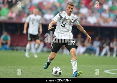 Mittelfeldspieler Thomas Müller von der deutschen Nationalmannschaft beim Spiel der Gruppe F zwischen Deutschland und Mexiko bei der Fußball-Weltmeisterschaft 2018 im Luzhniki-Stadion in Moskau, Russland, Sonntag, 17. Juni 2018. (Foto von Anatolij Medved/NurPhoto) Stockfoto