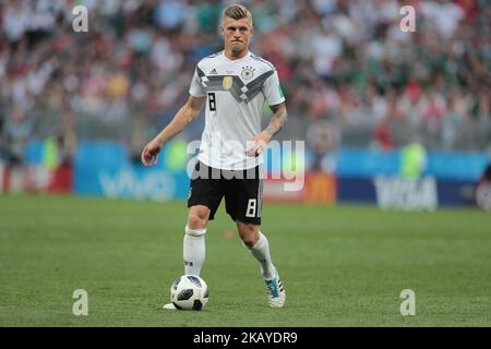 Mittelfeldspieler Toni Kroos aus der deutschen Nationalmannschaft bei einem Fußball-Weltcup der Gruppe F 2018 zwischen Deutschland und Mexiko am 16. Juni 2018 in der Kazan Arena in Kazan, Russland. (Foto von Anatolij Medved/NurPhoto) Stockfoto