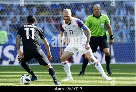 Gruppe D Argetnina gegen Island – FIFA Fußball-Weltmeisterschaft Russland 2018 Aron Gunnarsson (Island) am 16. Juni 2018 im Spartak-Stadion in Moskau, Russland. (Foto von Matteo Ciambelli/NurPhoto) Stockfoto