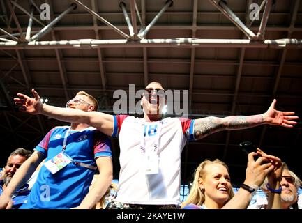 Gruppe D Argetnina gegen Island – FIFA World Cup Russia 2018 Island Suopporters at Spartak Stadium in Moscow, Russia on June 16, 2018. (Foto von Matteo Ciambelli/NurPhoto) Stockfoto