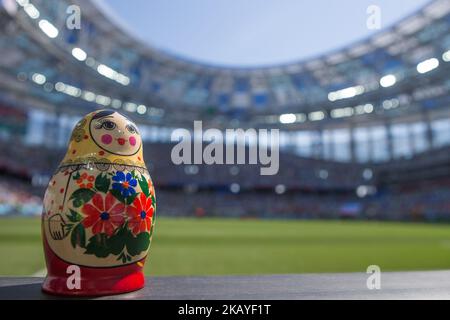 Matrioszka während des Fußballs der russischen Fußball-Weltmeisterschaft 2018 der Gruppe F zwischen Schweden und der Republik Korea im Nischni Nowgorod-Stadion am 18. Juni 2018 in Nischni Nowgorod, Russland. (Foto von Tomasz Jastrzebowski/NurPhoto) Stockfoto