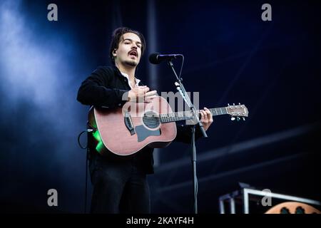 Clemens Rehbein von Milky Chance spielt live beim Pinkpop Festival 2018 in Landgraaf Niederlande (Foto: Roberto Finizio/NurPhoto) Stockfoto