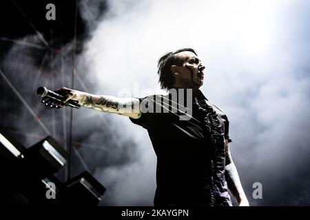 Die amerikanische Sängerin und Songwriterin Marilyn Manson tritt am 19. Juni 2018 live in Mailand, Italien, auf. (Foto von Roberto Finizio/NurPhoto) Stockfoto