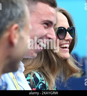 Andy Murray (GBR) in Aktion während der Fever-Tree Championships 1. Rundenspiel zwischen Nick Kyrgios (AUS) und Andy Murray (GBR) im Queen's Club, London, am 19. Juni 2018 (Foto: Kieran Galvin/NurPhoto) Stockfoto