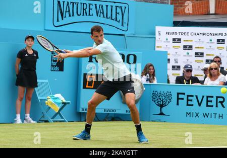 Grigor Dimitrov (BUL) bei Fever-Tree Championships 1. im Queen's Club, London, am 19. Juni 2018 in der Runde zwischen Damir Dshumur (BIH) und Grigor Dimitrov (BUL) (Foto: Kieran Galvin/NurPhoto) Stockfoto