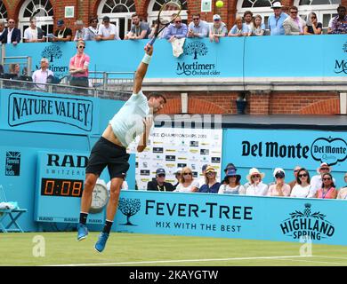 Grigor Dimitrov (BUL) bei Fever-Tree Championships 1. im Queen's Club, London, am 19. Juni 2018 in der Runde zwischen Damir Dshumur (BIH) und Grigor Dimitrov (BUL) (Foto: Kieran Galvin/NurPhoto) Stockfoto