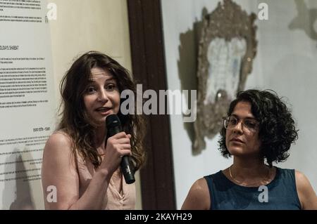 Gast während des „presented to the Press – Jewish International Festival of Culture“ (23. Bis 27. Juni im jüdischen Viertel von Rom), das nun in seiner elften Auflage stattfindet, Am 19. Juni 2018 in Rom, Italien, eröffnet am Samstagabend die Nacht der Cabbalà, eine weiße Nacht voller Veranstaltungen, darunter Konzerte und Ausstellungen (Jüdisches Museum, Stiftung Museum der Shoah - Casina dei Vallati und große Synagoge für die Öffentlichkeit geöffnet). (Foto von Andrea Ronchini/NurPhoto) Stockfoto