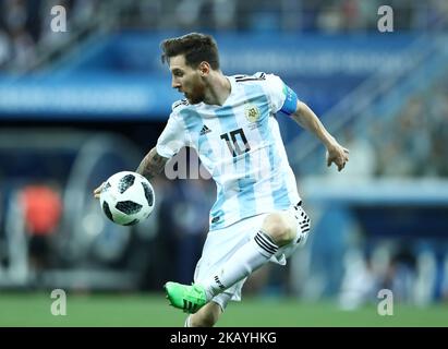 Gruppe D Argentinien gegen Croazia - FIFA World Cup Russia 2018 Lionel Messi (Argentinien) am 21. Juni 2018 im Nischni Nowgorod-Stadion in Nischni Nowgorod, Russland, in Aktion. (Foto von Matteo Ciambelli/NurPhoto) Stockfoto