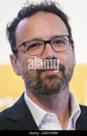 Der ehemalige italienische Regisseur des Filmfestivals Locarno, Carlo Chatrian, wird während einer Pressekonferenz am 22. Juni 2018 in Berlin abgebildet. Chatrian wurde zum künstlerischen Leiter der Berlinale ernannt und wird die Nachfolge von Dieter Kosslick antreten (im Duo mit der Niederländerin Mariette Rissenbeek in der Rolle des Geschäftsführers), der seine Tätigkeit 2020 antreten wird. (Foto von Emmanuele Contini/NurPhoto) Stockfoto