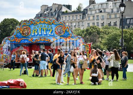 Am 19. Juni 2018 wurden auf der 'Esplanade des Invalides' in Paris, Frankreich, Tierkreiszirkusse eingerichtet, um den Beschuldigungen des Missbrauchs in Anwesenheit von Marcel Campion, bekannt als König von Forrains, entgegenzuwirken.(Foto: Julien Mattia/NurPhoto) Stockfoto