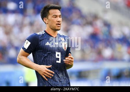 Shinji Okazaki aus Japan während des Spiels der FIFA-Weltmeisterschaft der Gruppe H zwischen Japan und Polen 2018 in der Wolgograd Arena in Wolgograd, Russland, am 28. Juni 2018 (Foto: Andrew Surma/NurPhoto) Stockfoto