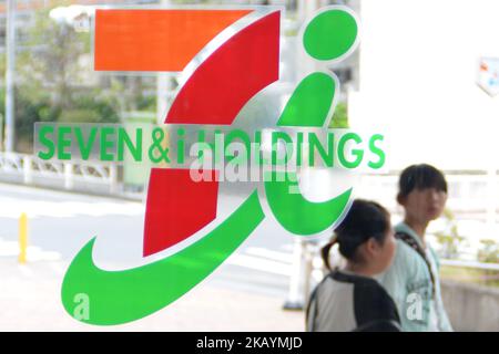 Das Seven Eleven Convenience Store-Logo von Seven & i Holdings Co ist am 29. Juni 2018 in Tokio, Japan, zu sehen. (Foto von Hitoshi Yamada/NurPhoto) Stockfoto