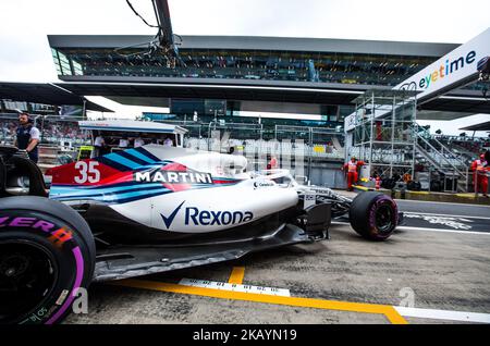 Sergey Sirotkin aus Russland und Williams Martini Racing Fahrer gehen während der Qualifikation beim Formel 1 Grand Prix in Österreich am 30. Juni 2018 in Red Bull Ring, Spielberg, Österreich. (Foto von Robert Szaniszló/NurPhoto) Stockfoto